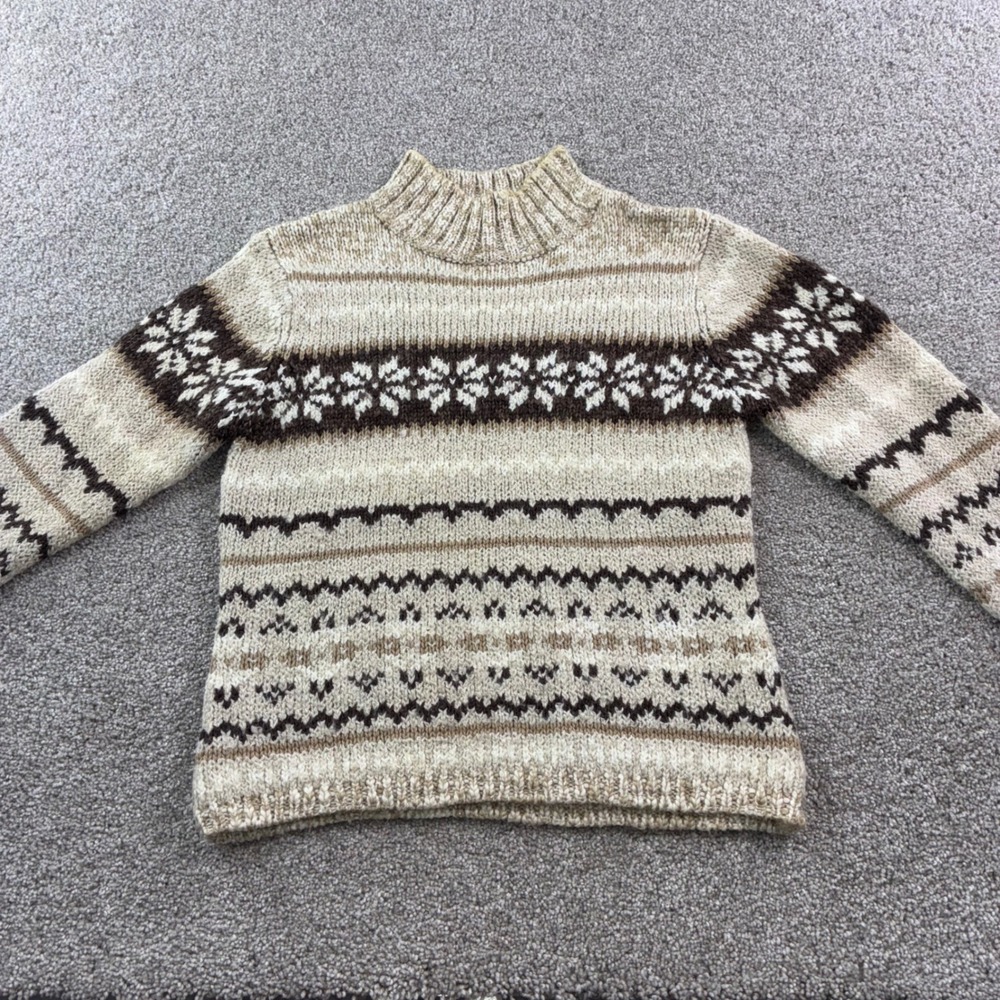 VTG Sonoma Jean‎ Company Womens Sweater S Beige Brown Knit Fair Isle Mock Neck - Picture 6 of 9